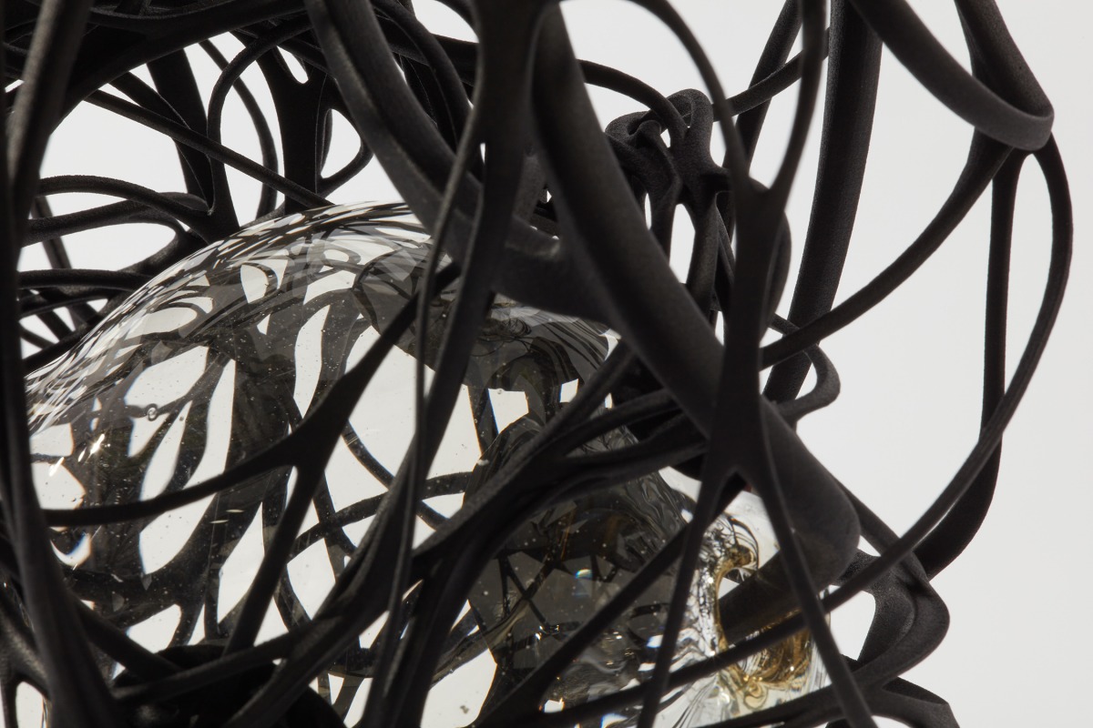 Tobias Klein and Jane Prophet, Common Datum, 2020, ProGlass blown, 3. Photo credit: FONG Hin Named black polymer (SLS), Calcium Chloride, Water