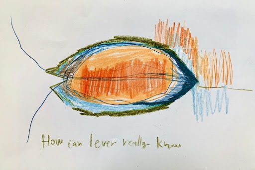 Noa Ginzburg, How can I ever really know, from The Envelope Series, Color pencil on a 10x15 cm envelope, 2020 Noa Ginzburg, How can I ever really know, from The Envelope Series, Color pencil on a 10x15 cm envelope, 2020